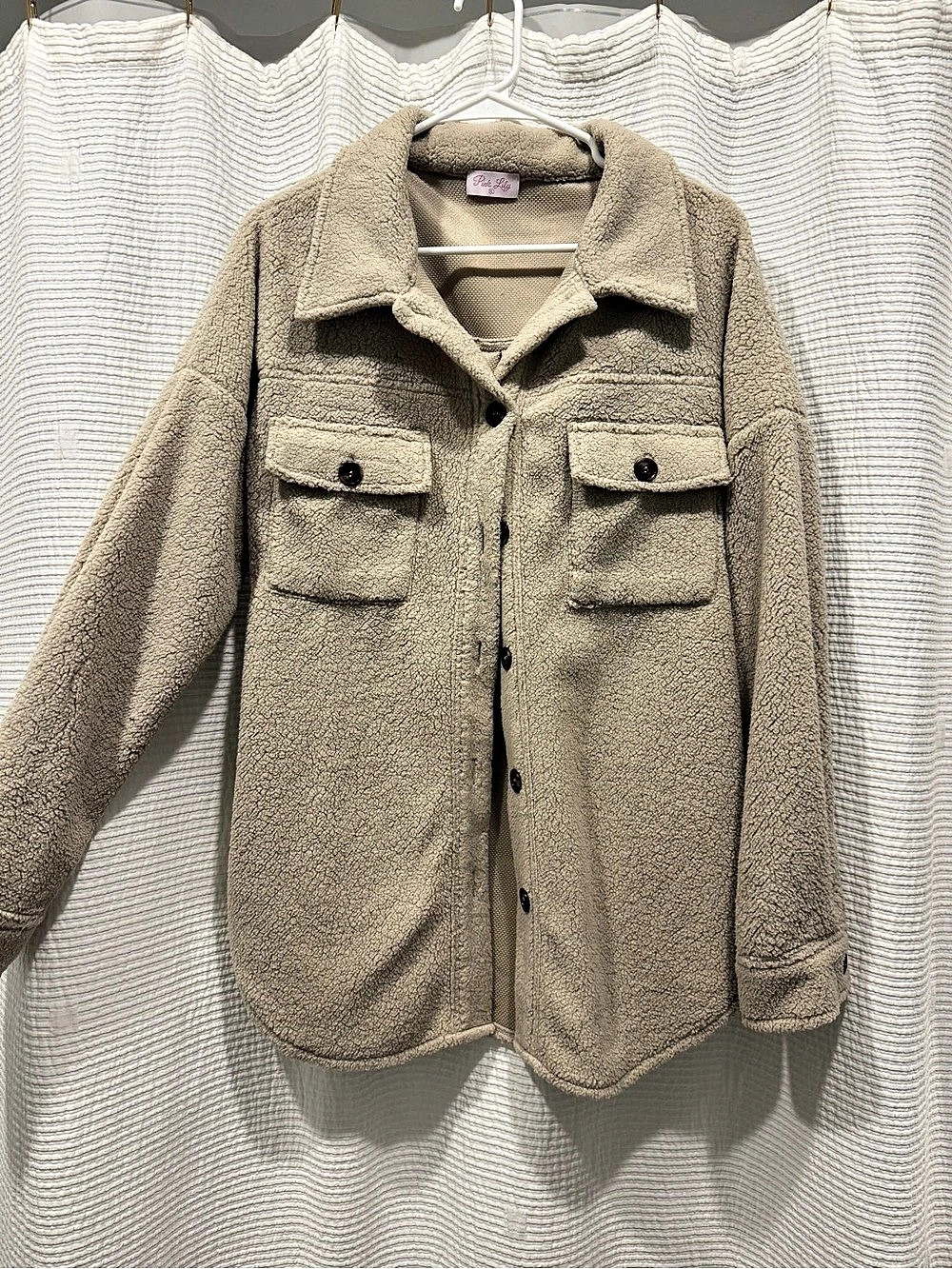 Pink Lily Teddy Jacket in Beige Like New